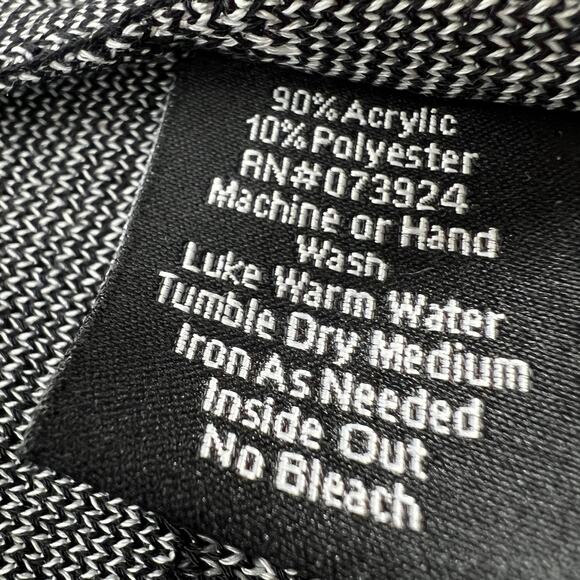 Misook Mixed Knit Print Cardigan Sweater Womens Large Black White Graphic Long - Picture 4 of 9